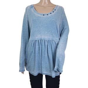 Jane and Delancey Blue Peplum Blouse